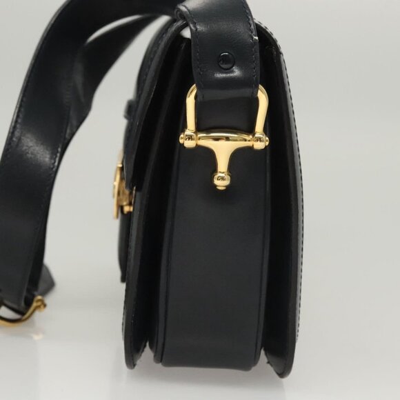 CELINE C Sulky Shoulder Bag Canvas Navy Gold Auth - Picture 5 of 16